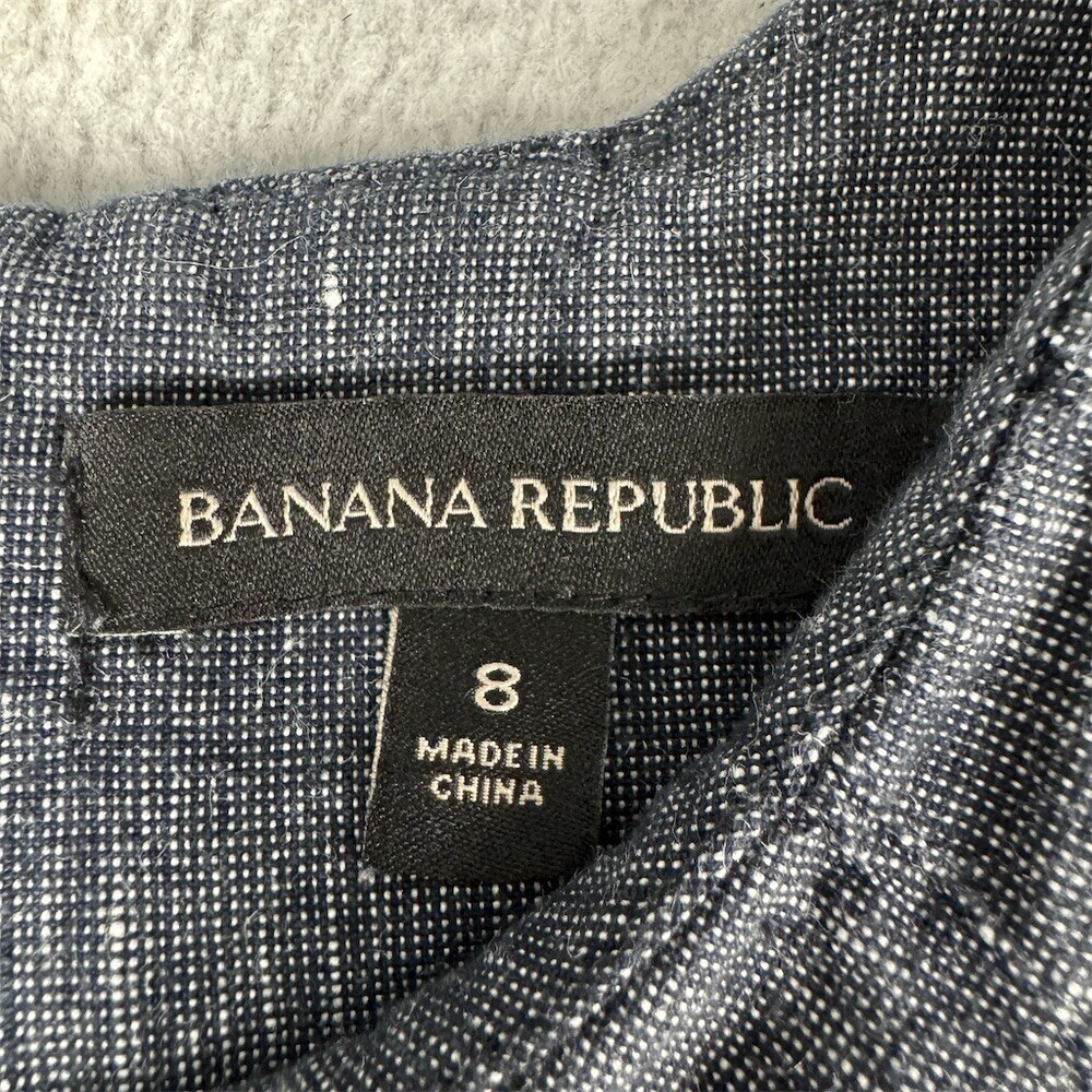 Banana Republic Womens Size 8 Blue Chambray Sleeveless Ruffle Front Top - Picture 5 of 11
